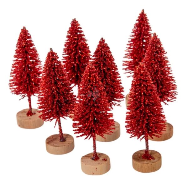 Glitteres piros fenyőfa 6cm/8db