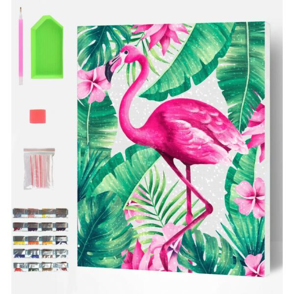 Gyémántszemes festmény 40x30 cm, Flamingó