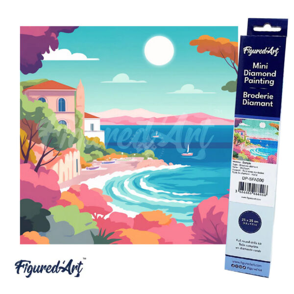 Figured'Art Gyémántszemes festmény 25x25cm, Francia Riviéra