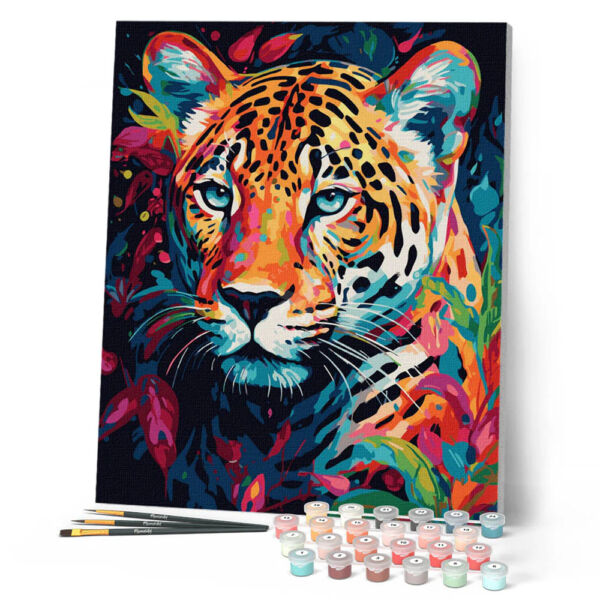 Figured'Art Számozott kifestő 40x50cm, Leopárd élénk színekben