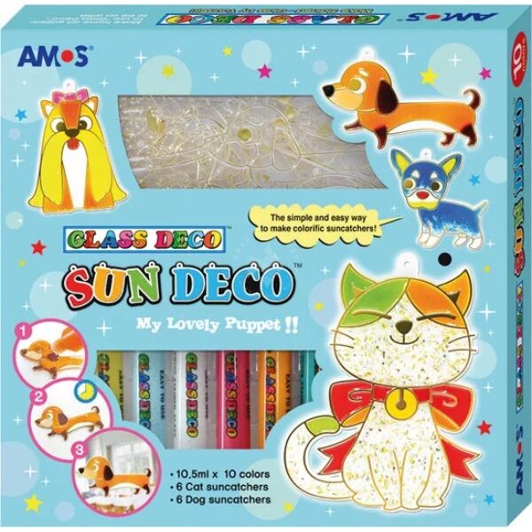 AMOS üvegmatrica-festék akril formákkal - KUTYÁK ÉS MACSKÁK (10x10,5ml)