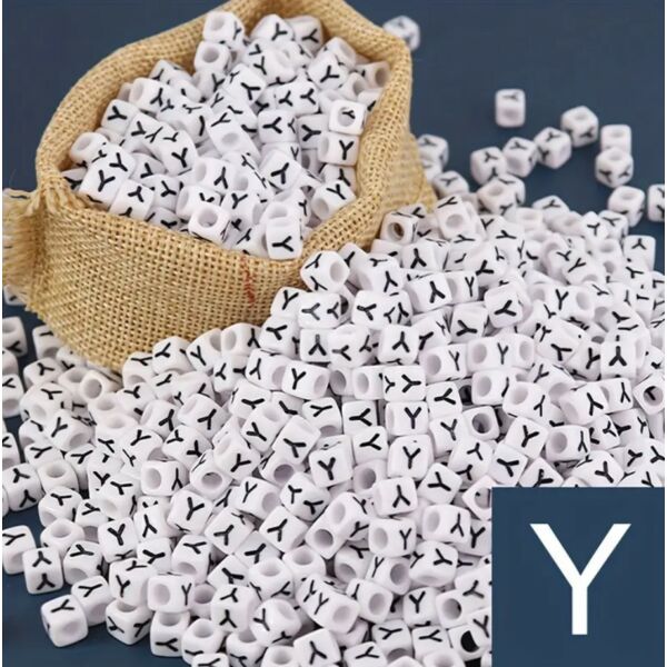 Műanyag kocka betűgyöngy 7x7mm "Y"