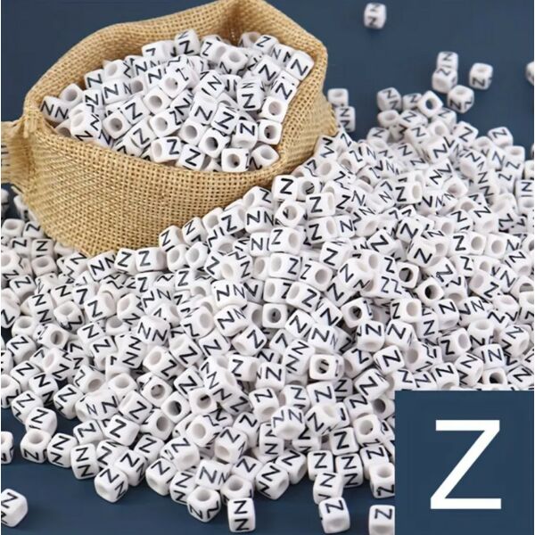 Műanyag kocka betűgyöngy 7x7mm "Z"