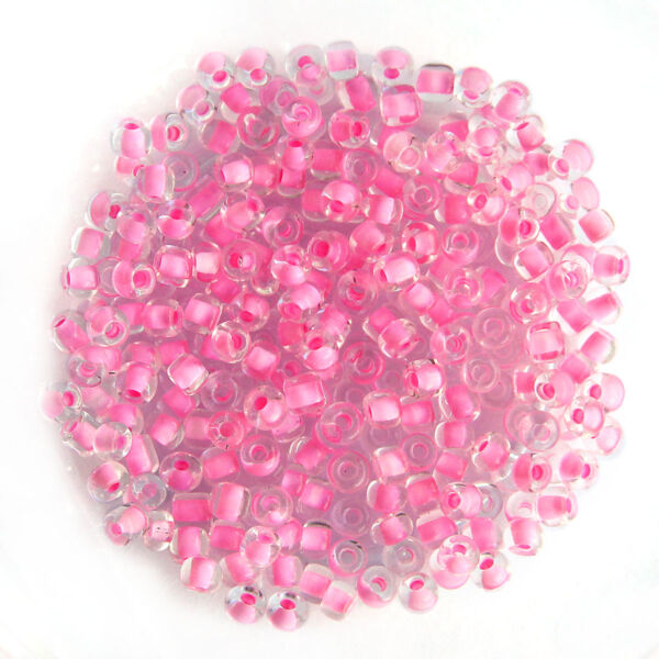 Kásagyöngy festettköz, Rózsaszín-krisály 4 mm 15g