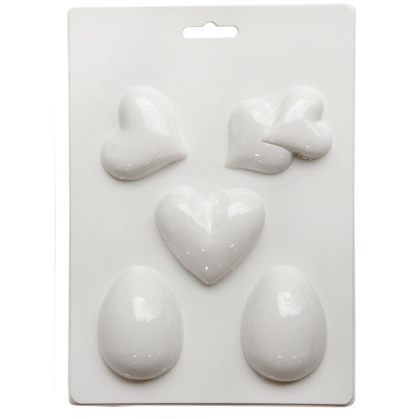 Műanyag öntőforma - Szívek és tojások 5db