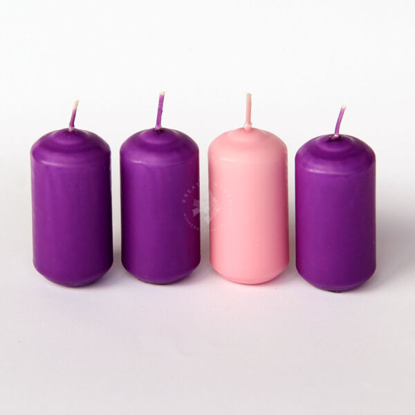 adventi gyertya mártott 4db lila, rózsaszín
