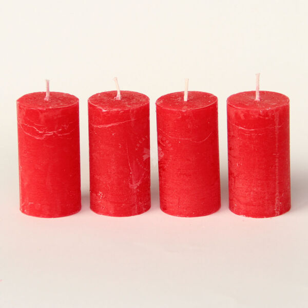 Rusztikus adventi gyertya 4db PIROS