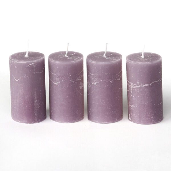 Adventi gyertya rusztikus, 40x75mm, 4db LEVENDULA