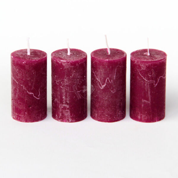 Rusztikus adventi gyertya 4db BORDÓ