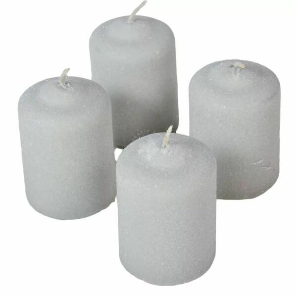 Adventi gyertya bársony csillámos, 50x75mm, 4db VIL.SZÜRKE