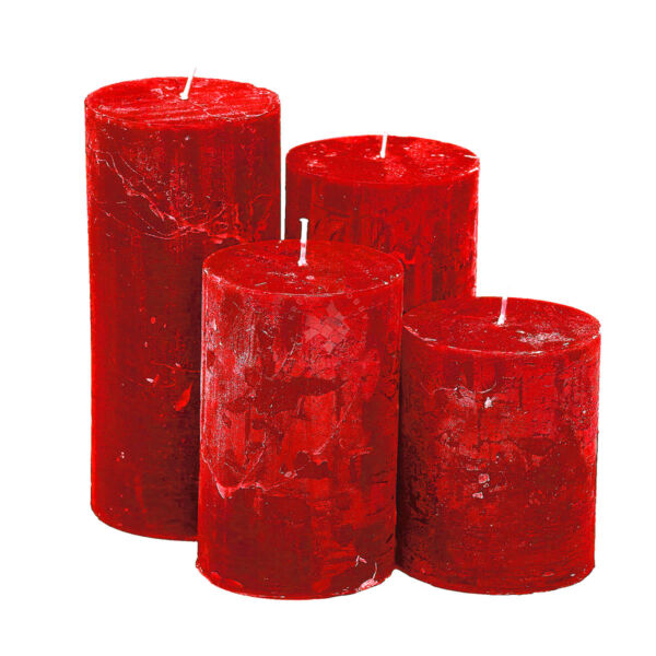 Adventi gyertya rusztikus, lépcsőzetes 4db PIROS