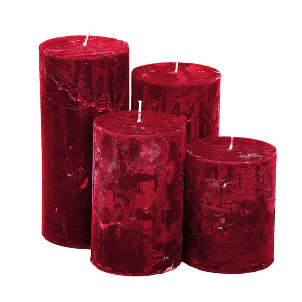 Adventi gyertya rusztikus, lépcsőzetes 4db BORDÓ