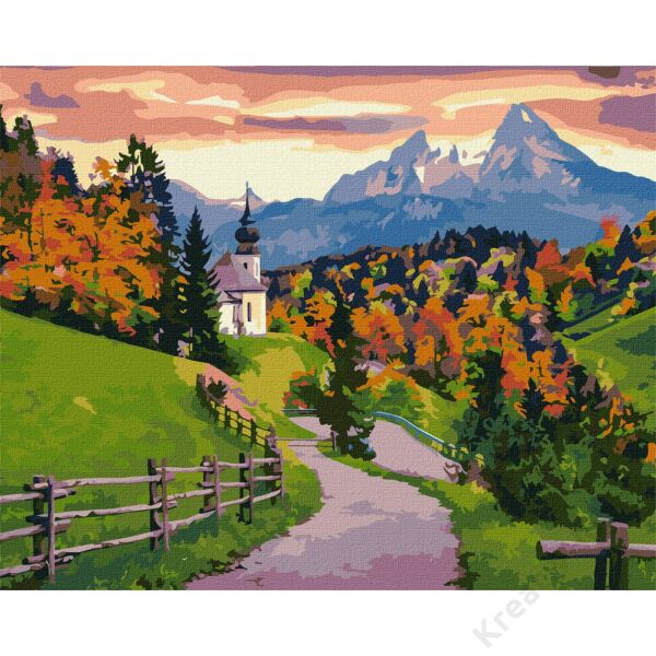 Számozott kifestő 40x50 cm, Hegyvidéki falu