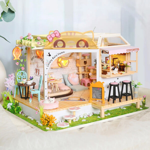miniatűr házikó - Cica kávézóterasz