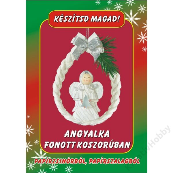 Papírfigura Angyalka fonott koszorúban