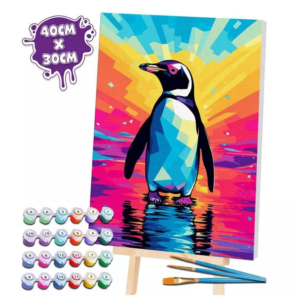 Számozott kifestő 40x30 cm, Pingvin
