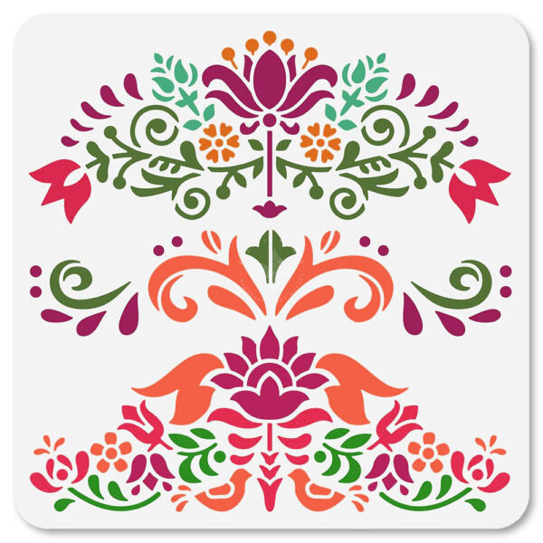 Stencil 30x30cm, népi mintás