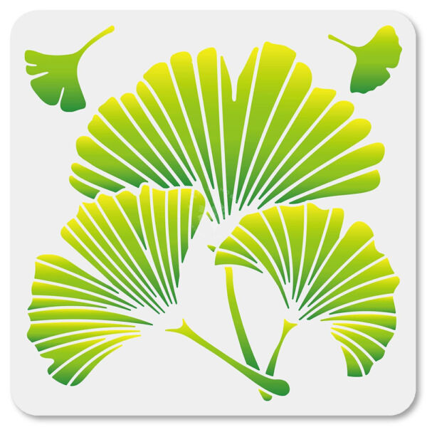 Stencil 30x30cm, ginkgo levél
