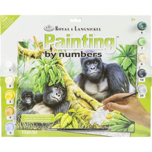 Számozott kifestő - Gorilla család az erdőben