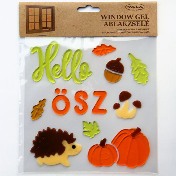 Ablakzselé, Hello ősz felirat sünivel és tökkel