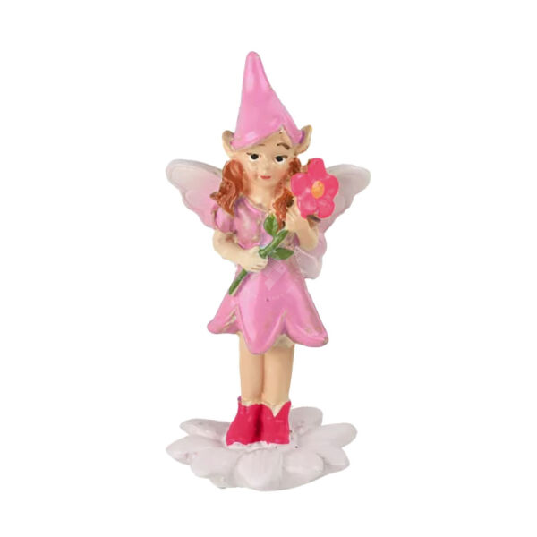 Kicsi virágtündér RÓZSASZÍN ruhás 8,5 cm