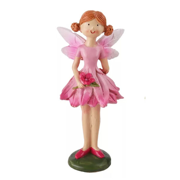 Virágtündér RÓZSASZÍN ruhás, 13 cm