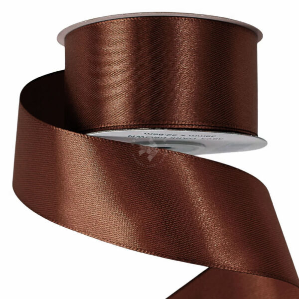 szaténszalag 3,8 cm széles SÖTÉTBARNA