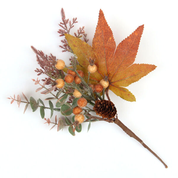 Őszi levél bogyóval és mini tobozzal, betűző 24cm