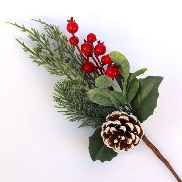 Karácsonyi betűző tobozzal és piros bogyóval 35cm