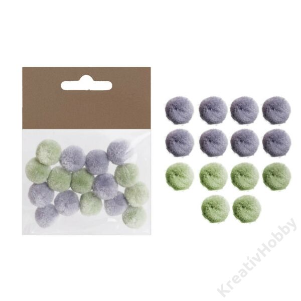Pompon 15mm, 16db/cs ZÖLD/SZÜRKE