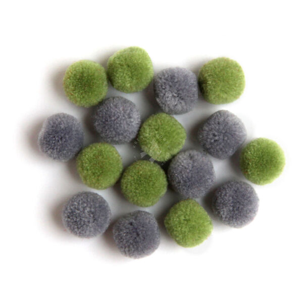 Pompon 15mm, 16db/cs ZÖLD/SZÜRKE