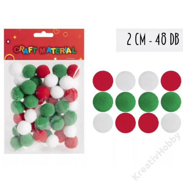Pompon 20mm, 48db/cs PIROS/FEHÉR/ZÖLD