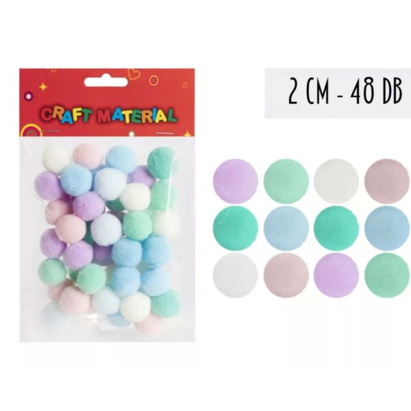 Pompon 20mm, 48db/cs PASZTELL SZÍNEK