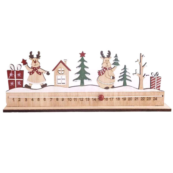 Fa adventi kalendárium rénszarvasokkal, 27x9cm