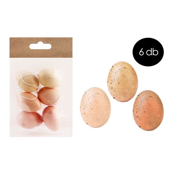 Dekor műanyag tojás 4x6cm narancs/sárga 6db/cs