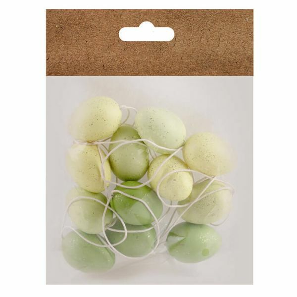 Dekor műanyag tojás 3x4cm sárgászöld/zöld 12db/cs