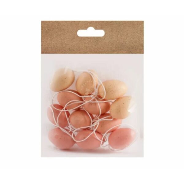 Dekor műanyag tojás 3x4cm narancs/sárga 12db/cs