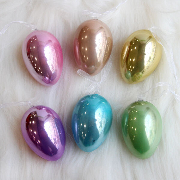 Dekor műanyag tojás 4x6cm vegyes metál 6db