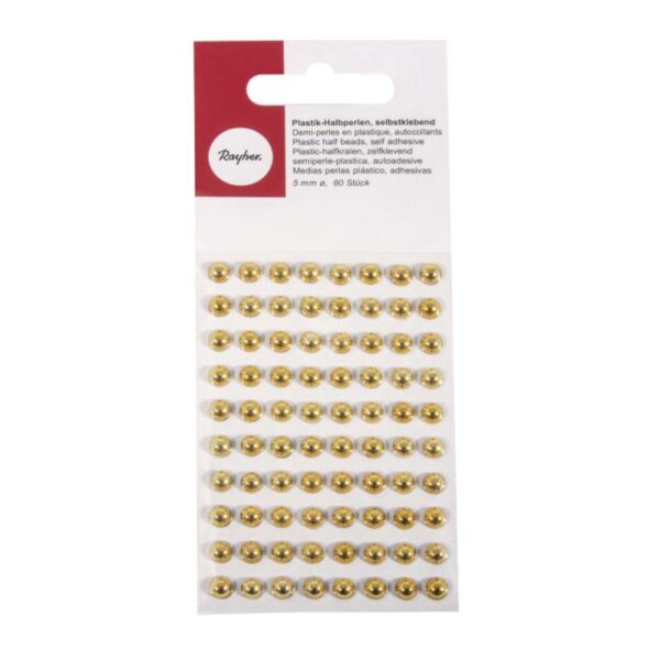 Műanyag öntapadós félgyöngy 5mm, 80 db ARANY