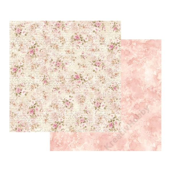 Kétoldalas papír, 31,2 x 30,3 cm rózsaszín rózsák