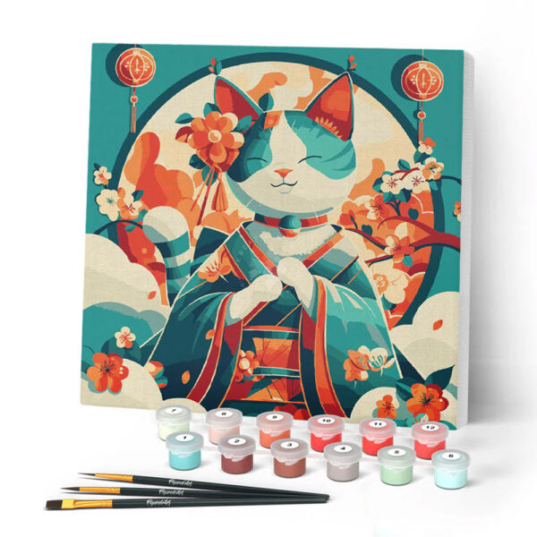 Figured'Art Számozott kifestő 20x20cm, Japán cicahercegnő