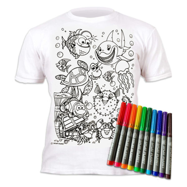 újraszínezhető póló, vízi állatok