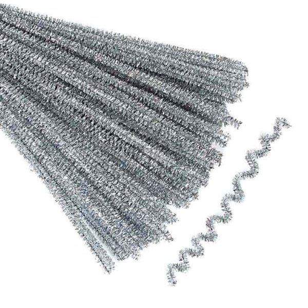 Zsenília 8mm/50cm, 10db METÁL EZÜST