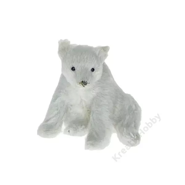 Jegesmedve ülő műanyag, textil 6,5x7,5x7cm fehér