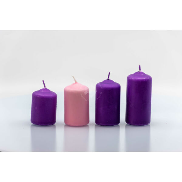 Adventi gyertya mártott, lépcsőzetes 4db LILA-RÓZSASZÍN