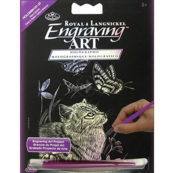 Mini karckép holografikus - Kiscica lepkékkel 13x18cm