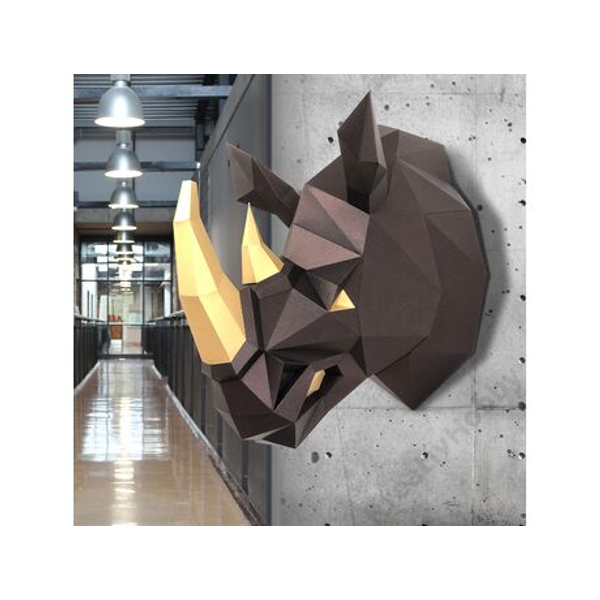 Rinocérosz 3D fali dekoráció, 30x26x37