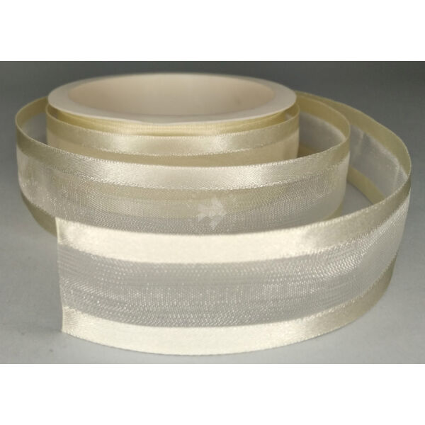 organzaszalag selyemszegéllyel, ekrü