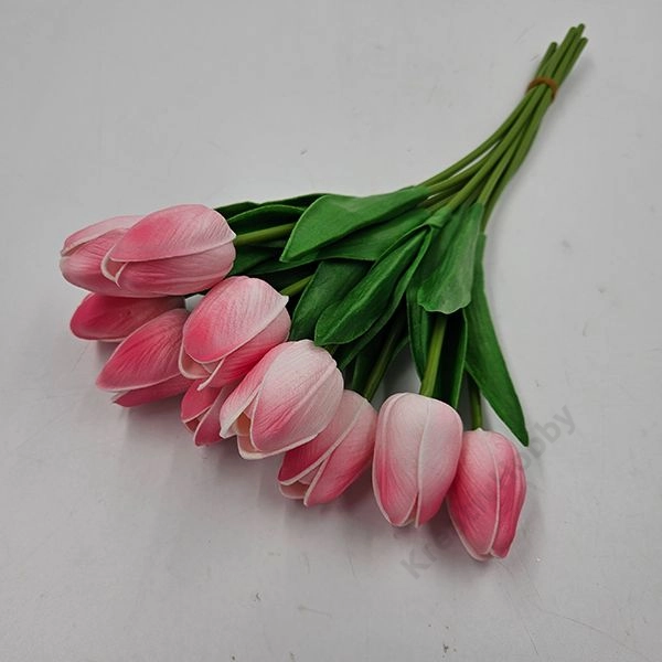 Szálas tulipán 35cm Rózsaszín-cirmos /db