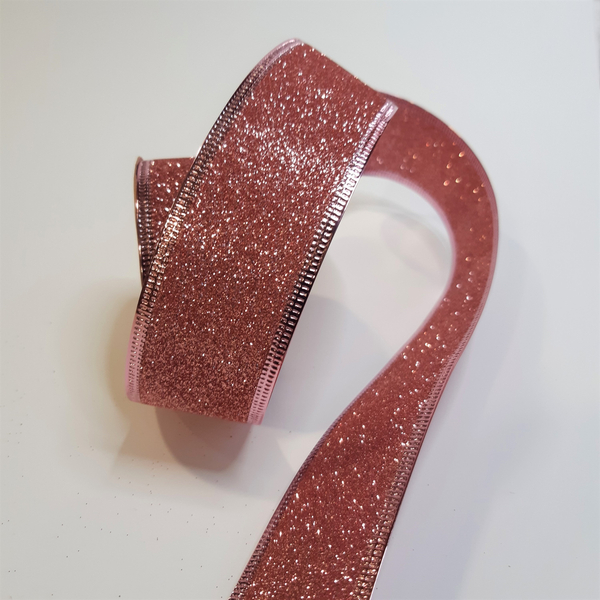 Szalag glitteres rózsaszín szegéllyel, 38mm/2,7m